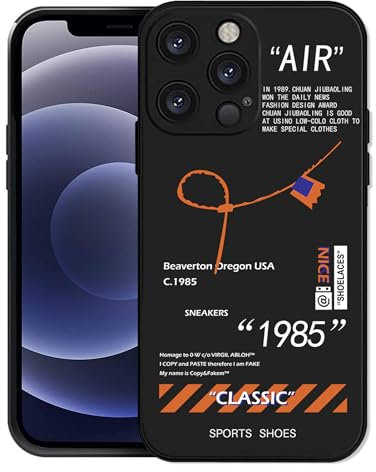 Cool Sports Style Compatible with iPhone 15 Pro Max Case, Slim TPU Creative Black White Letters Design Phone Case with Camera Protection for Men Boys Girls 6.7 inch Black