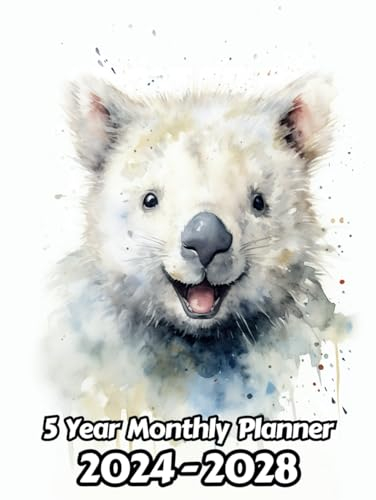 Watercolor Wombat 5 Year Monthly Planner 2024-2028: Large 60 Month Calendar | Gift For People Who Love Australian Marsupials, Wildlife Animal Lovers | ... Work | 8.5 x 11 Inches | 121 Pages | v1