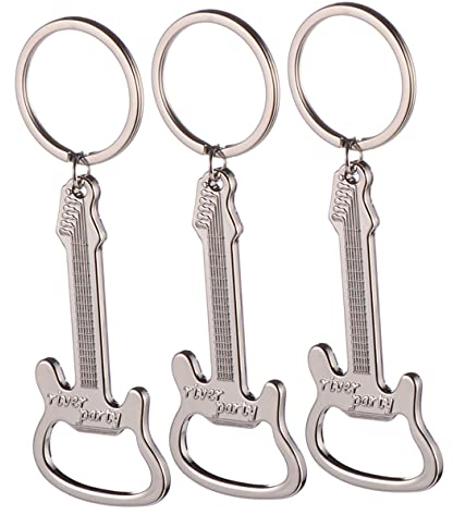 ibasenice 3pcs Key Chain Bottle Opener Music Beer Opener Unique Keychain Bottle Cap Opener Guitar Key Ring Beer Opener Keychain Mini Guitar Keyring Novelty Keyring Metal Wrist Small