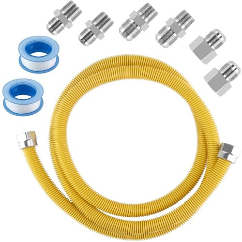 MIFLUS Tuyau de gaz flexible pour poêle avec connecteur 1,27 cm MIP 1,27 cm FIP 3/4, raccord MIP 1,9 cm, diamètre extérieur 1,5 cm (DI 1,27 cm) pour cuisinière, cuisinière à gaz, sèche-linge