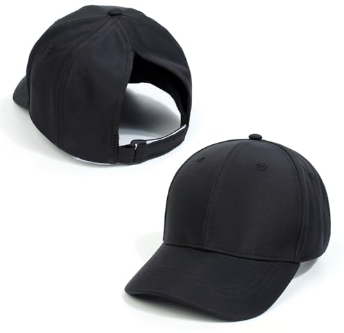 Baseball Cap Damen Kappe Sommer Basecap Pferdeschwanz, Verstellbar Frauen Ponytail Cap Baseballmütze Mesh Atmungsaktiv Sonnenhut Freizeit Kappe mit Zopfloch Outdoor Sports Dreieck Schwarz