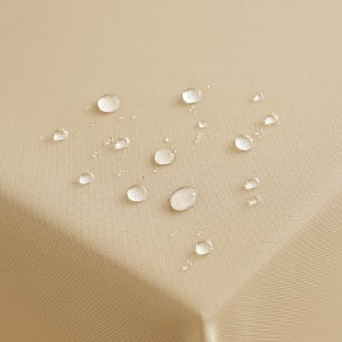 MIULEE Tovaglia Antimacchia Rettangolare Impermeabile 140x200cm Tovaglie Copri Tavolo da Interno Elegante per Occasioni Natale da Tavola Giardino Esterno Poliestere Idrorepellente Beige