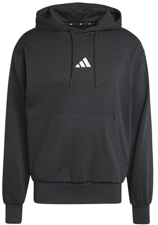 adidas Uomo Essentials FEELCOZY Fleece Hoodie, Black/White, M