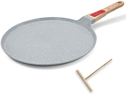RANX INGST Poêle à Crêpes en Céramique 30 cm - Crêpière avec Poignée Amovible - Tous Feux dont Induction - Bleu