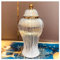 Große Keramikvase mit Goldrand und Deckel, Pampasvase als Hochzeitsdekoration, Moderne Bodenvase für die Inneneinrichtung von Wohnzimmer, Esszimmer, Flur (42 cm)