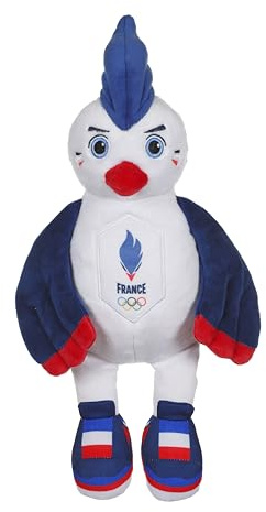 Gipsy Toys – Hahn Plüsch – Nationalmannschaft Frankreich Olympique – offizielles Lizenz-Plüschtier – 50 cm – blau weiß und rot