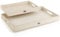 COM-FOUR® Ensemble de Plateaux en Bois 2 pièces - Planches décoratives Vintage, 2 Tailles - Plateaux de Service avec Petite Plaque métallique - Bols décoratifs (02 pièces - Plateau Beige)