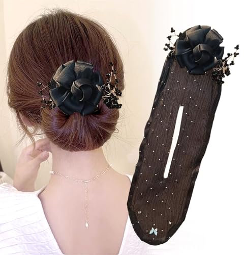 Feliciay Flower Hair Bun Roller, Fast and Easy Lazy Hair Curler,Twist Hairstyle Dutt Haarschmuck,Fauler Lockenwickler Haarknoten Maker Haarknotenmacher for Women and Girls (Schwarz)