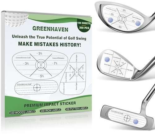 Uniclife 300 Pcs Golf Impact Tape Labels Golf Club Impact Stickers for Woods Irons Putters Self-Teaching Sweet Spot Analysis Golf Training Aids for Swing Practice(Only For Right-Handed Golfers)