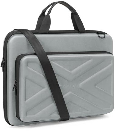 MOSISO Sacoche Ordinateur Portable de Coque Rigide Homme Femme,Pochette Ordinateur 17 Pouces Compatible avec MacBook/HP,Sac PC Portable 17,3 Pouces avec Poche Avant&Bandoulière,Gris