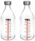Acan Tradineur - Pack de 2 Botellas medidoras de Vidrio con tapón de Acero, línea de Medida y Cierre de Rosca, Agua, Leche, Batidos, zumos, licuados de Verduras, Salsas, frigorífico - 1 litro