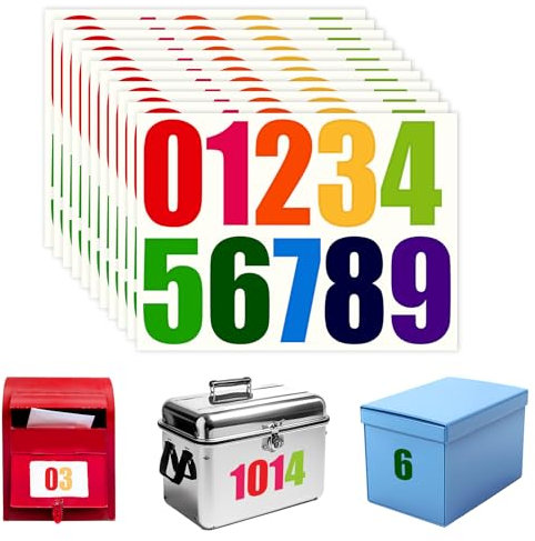 100 Stück Zahlen Aufkleber 10 Blatt Bunt Aufkleber-Zahlen 10 cm Zahlen Sticker Nummern Aufkleber Selbstklebendes 0–9 Reflektierende Vinyl Nummernaufkleber