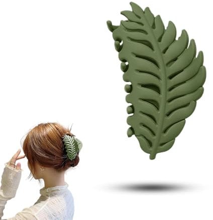 Zhouocea Green Hair Clips Large Hair Claw Leaves Claw Clamp Banana Hair Clip Non-Slip Strong Leaf Shaped Hair Claw Clips Leaves Hair Accessories for Women Girls