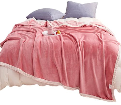 Gemütliche Warmwell-Decken, Winter, doppelt verdickt, weich, flauschig, dick, Reisedecken für Couch, Sofa, Bett, Heimdekoration, Vierjahresüberwürfe (Rosa, 180 x 200 cm)