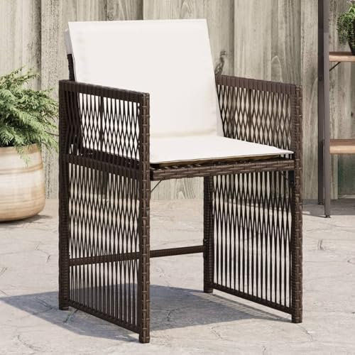 Tidyard Gartenstühle mit Kissen 4 STK. Gartenstuhl Campingstuhl Balkonstuhl Braun Poly Rattan2 12