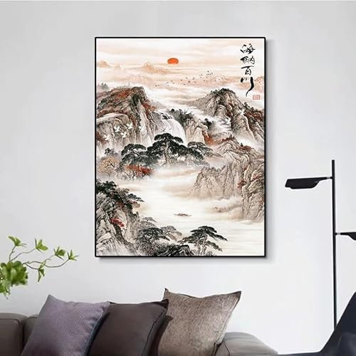 Wall Mounted Electrical Panel Cover,Meter Box Decorative Painting Chinese Style Hide Meter Open Left Door Counters Electric Meter Box