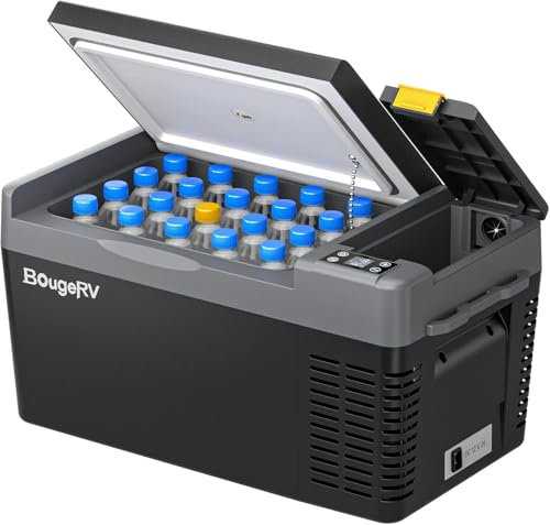 BougeRV CRPRO 20L Car Fridge 12V Compressor Fridge Freezer Portable Car Refrigerator Electric Cool Box 12/24V DC 110-240V AC for Camping Trip Picnic Outdoor Travel Campervan RV Boat Home, -22℃ to 10℃
