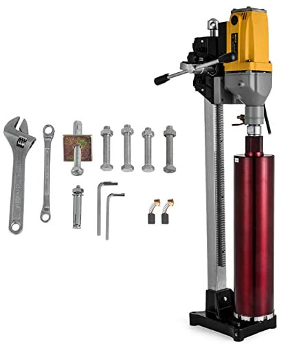 Carotteuse diamantée 2180 W avec capacité humide/sèche – Idéale pour poinçonner/percer dans la maçonnerie, la roche et la céramique (160 mm) – Comprend une base en béton