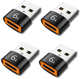 FORAMO 4er Pack USB C Adapter SCHNELL OTG für USB C Ladekabel USB Adapter Ladegerät USB A (Schwarz - USB-C Female)