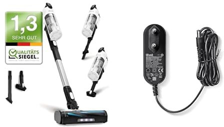 Levoit Akku Staubsauger mit Tierhaardüse + Adapter, Anti-Haar-Verwicklung, max 50min Laufzeit, 4-in-1 Kabelloser Akkustaubsauger mit 99,9% Filterleistung, Beutelloser Akkusauger für Teppich Hartböden