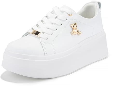 FILIPPO Plateau Sneaker Damen Leder - Schuhe Damen - Halbschuhe | Bequem, Echtleder, Dämpfung, für den Alltag