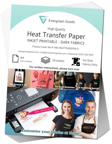EVG 50 Sheets A4 Inkjet Iron-On Transfer Paper for Dark Fabrics – T-Shirt Printing Paper for DIY Clothing & Crafts, Machine Washable, Crack-Free, Fade-Resistant Transfers