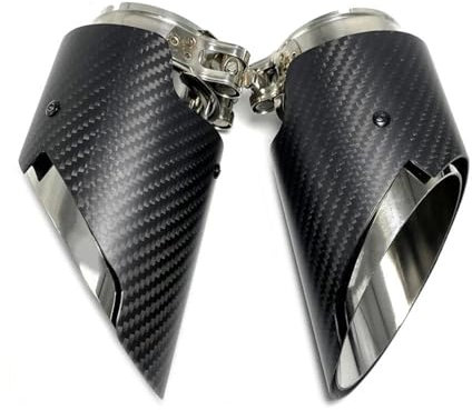 Auto Auspuffblende 1Set (Links + Rechts) Carbon Fiber Schalldämpfer Spitze Abgasanlage Rohr Schalldämpfer Düse Universal Gerade Edelstahl Für Cayenne Schalldämpferabdeckung(73MM IN-101MM OUT)