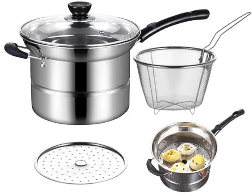 Casserole à pâte en acier inoxydable avec couvercle et tamis | Accessoire de cuisine polyvalent pour pâtes, ragoûts
