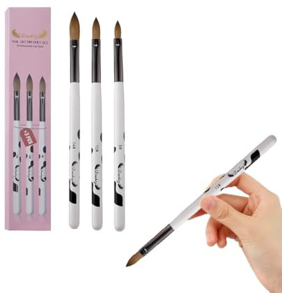 Acrylic Nail Brushes Set 3pcs Professional Nail Brush for Polish Nails Art Pen DIY Decoration Acrylic Tool Nail Polish Brush 8/10/14 Professional Nail Art Brushes