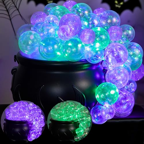 JOYIN Witch Cauldron Halloween Decor, LED Light Up Bubbling Cauldron Pot DIY Set with 8 Glow Modes, Black Plastic Cauldrons Candy Bowl and Bucket for Halloween Party Favor Supply, Home Room Decoration
