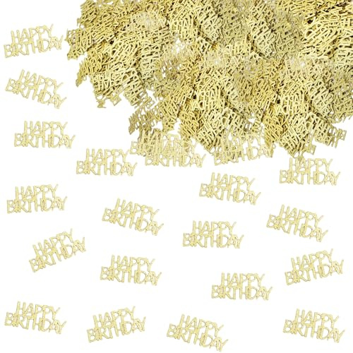 Happy Birthday Decorations, Table Decorations, Birthday Table Decorations - HSC Gold Glitter Confetti with HAPPY BIRTHDAY Letters for Party, Baby Shower, Anniversary, Cake, Balloons – 100+ Pieces
