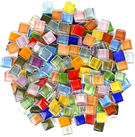 Mosaiksteine zum Basteln 500g Mosaikfliesen Quadratische Mosaik Steine Bunt Glas Mosaiksteine für DIY-Projekte Basteln Mosaikdekorationen (Mix Color)