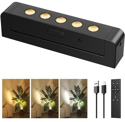 LED Spotlights Indoor, 5500mAh Rechargeable 300 Lumen Picture Lights, Uplights with Daily Auto Timer＆Dimmable, Spot Lights Indoor for Plants Display Painting Artwork, Accent Lighting