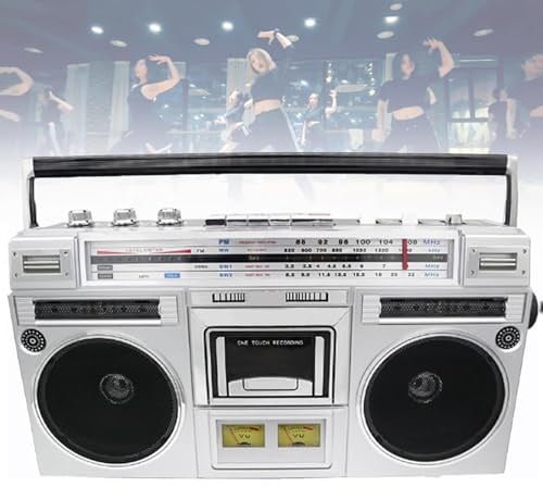 Tragbarer Boombox CD-Player, klassisches Retro-Kassettenradio mit 4-Band-Equalizer, U-Disk & SD-Karten-Wiedergabe, ideal für Familienreisen