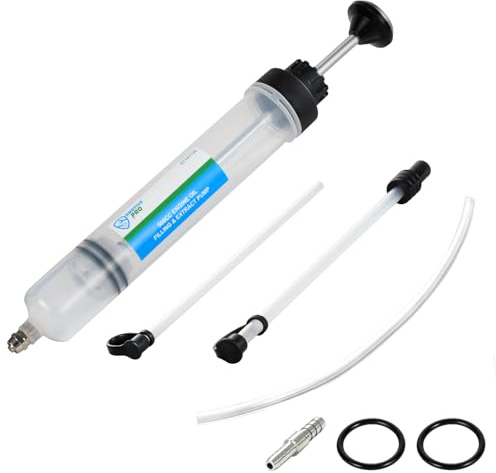 SMOTIVEPRO 500Ml Ölabsaugpumpe, Ölspritze Mit Langem Schlauch Und Ersatzdichtringen Für Einen Effizienten Ölwechsel, Für Den Präzisen Austausch Von Bremsflüssigkeit, Getriebeöl, Kühlmittel Und Motoröl
