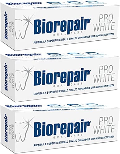 Biorepair:Pro White Whitening Toothpaste with microRepair - 2.5 Fluid Ounce (75ml) Tubes (Pack of 3) [ Italian Import ]