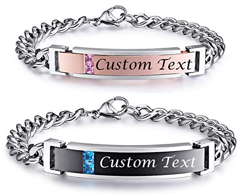 NEHZUS Edelstahlarmbänder für Damen personalisierten Gravuren für Paare Jubiläumsgeschenk für Frauen Männer