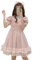Robe d'été japonaise Lolita en dentelle douce à volants pour adolescentes, filles, rose, Taille M