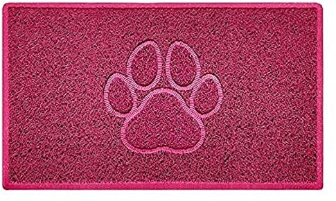 Nicoman Paw Embossed Shape Indoor Outdoor Dirt-Trapper Door Mat Washable Barrier Heavy Duty Doormat - (Watertight Rubber-Back, Medium, Pink, 75 x 44cm)