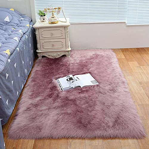 ZFHTAO Faux Schaffell Teppich Lammfell Weichem Kunstfell Schaffell Deko Fell Matte für Bad Schlafzimmer Kinderzimmer Sofa Boden Volle Größe - Lila 90x150cm
