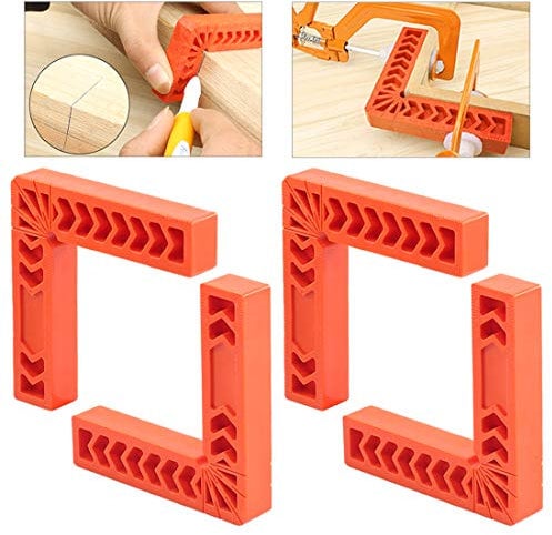 Glarks 4Pcs 6/150mm 90 Degree Positioning Squares, Right Angle Corner Clamps for Woodworking, Picture Frames, Boxes, Cabinets or Drawers, L-Type Right Angle Ruler, Carpenter Tool (6''/150mm)