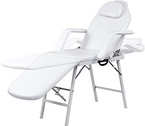 DREAMADE Kosmetikliege Massageliege Klappbar, Einstellbarer Massagebank Kosmetikstuhl, Kosmetikbank Kosmetikliege 187x77,5 cm, Massagetisch für Zuhause Salon Klinik, Weiß