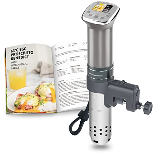 KitchenBoss Cuiseur sous vide : recettes LCD colorées | G321 Silver | Ultra silencieux | Moteur CC sans balais | 1100 W | Étanchéité IPX7