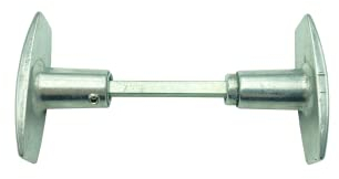 Bouton Double Dac en Aluminium Poli, 1 Portée, Fixation Polybloc, 7mm x 80mm, grise