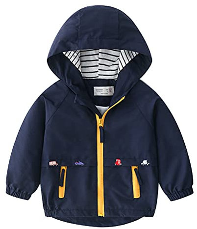 Odziezet Bébé Garçon Coupe-Vent à Capuche Casual Veste Printemps Polyester 2-9 Ans