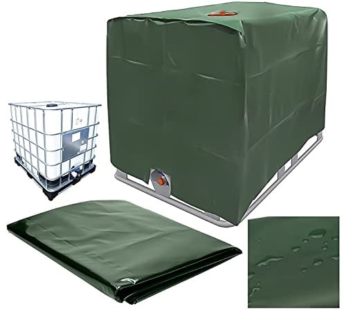 IBC tank Abdeckung Für wassertank 1000L, ibc tank zubehör Grün Abdeckung Wassertank 1000l, Wassertank Abdeckung regentonne abdeckung mit Lochauschnitt, UV-Folie Schutzhülle IBC Cover (1000L-Grün)