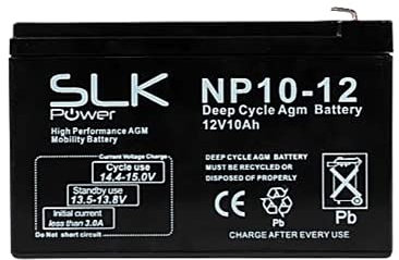 SLK Power Mobility Scooter AGM Battery 1 x 12v 10ah Quality and Performance, Reliable and Long Lasting Replacement Batteries for Electric Scooters and Wheelchairs