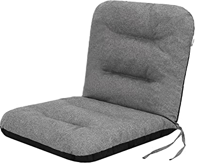 PillowPrim Sitzkissen für gartenstühle – Kissen für Balkon – Für Gartenliebhaber – Langlebig & Wetterfest – Graphit Ökoleinen – 48x48 cm, Hoher Rücken 48 cm