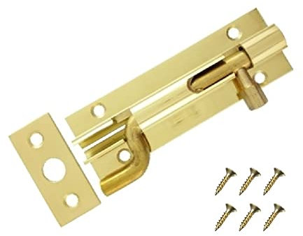 TERF® Door Bolt Polished Brass Barrel Slide Lock Necked Door Bolt 75mm [3''] Door Latch with Screws Ideal Door Locks for Internal and External Doors - 75mm, Gold