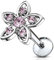 BlackAmazement Tragus Piercing Helix Labret Monroe Stud Ohr Blume Flower Glitzer Zirkonia CZ Gold Silber klar pink Damen (Farbe Silber/Pink -Stablänge 8 mm)